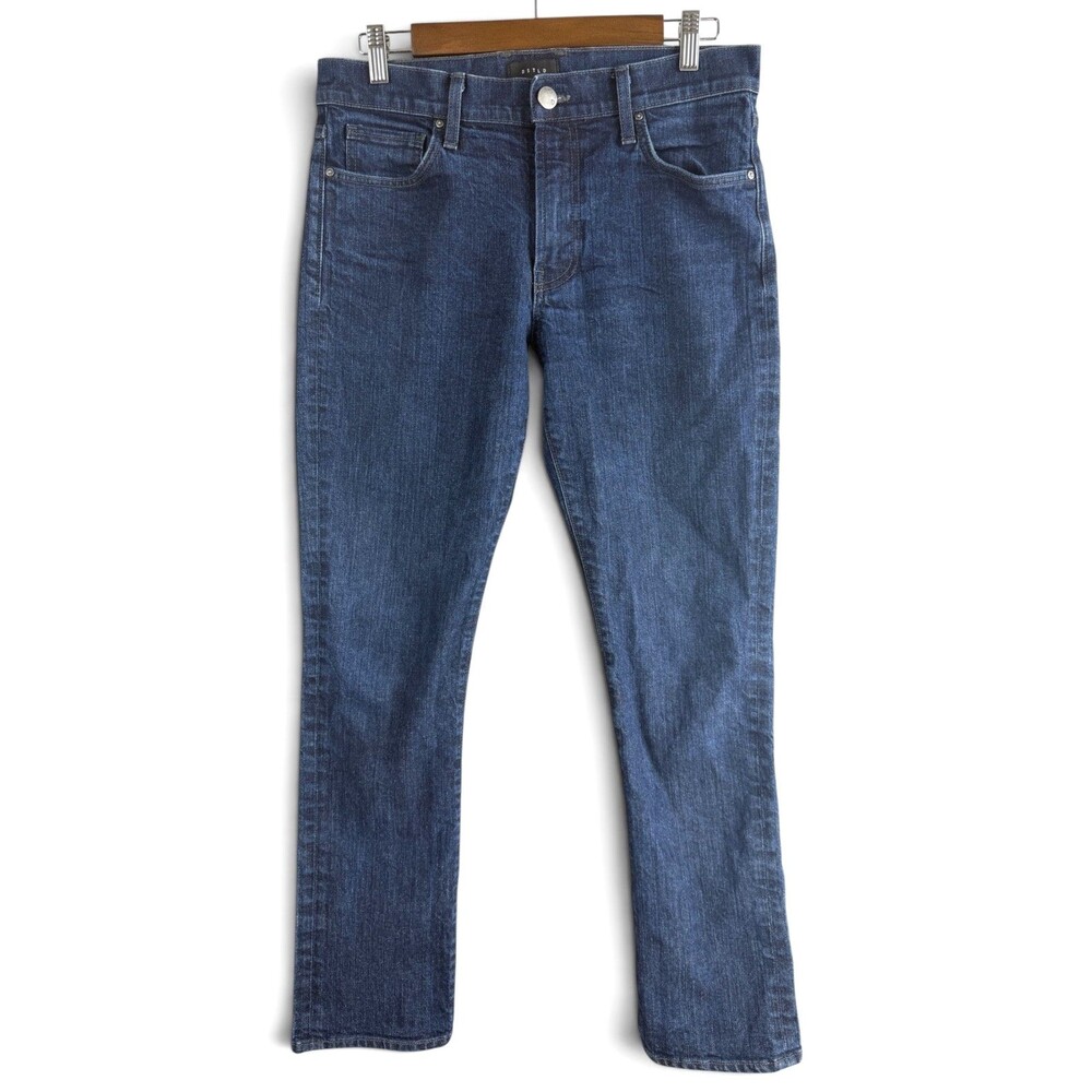 dstld slim zip jeans dark wash blue denim 32x29 minimalist modern mens designer